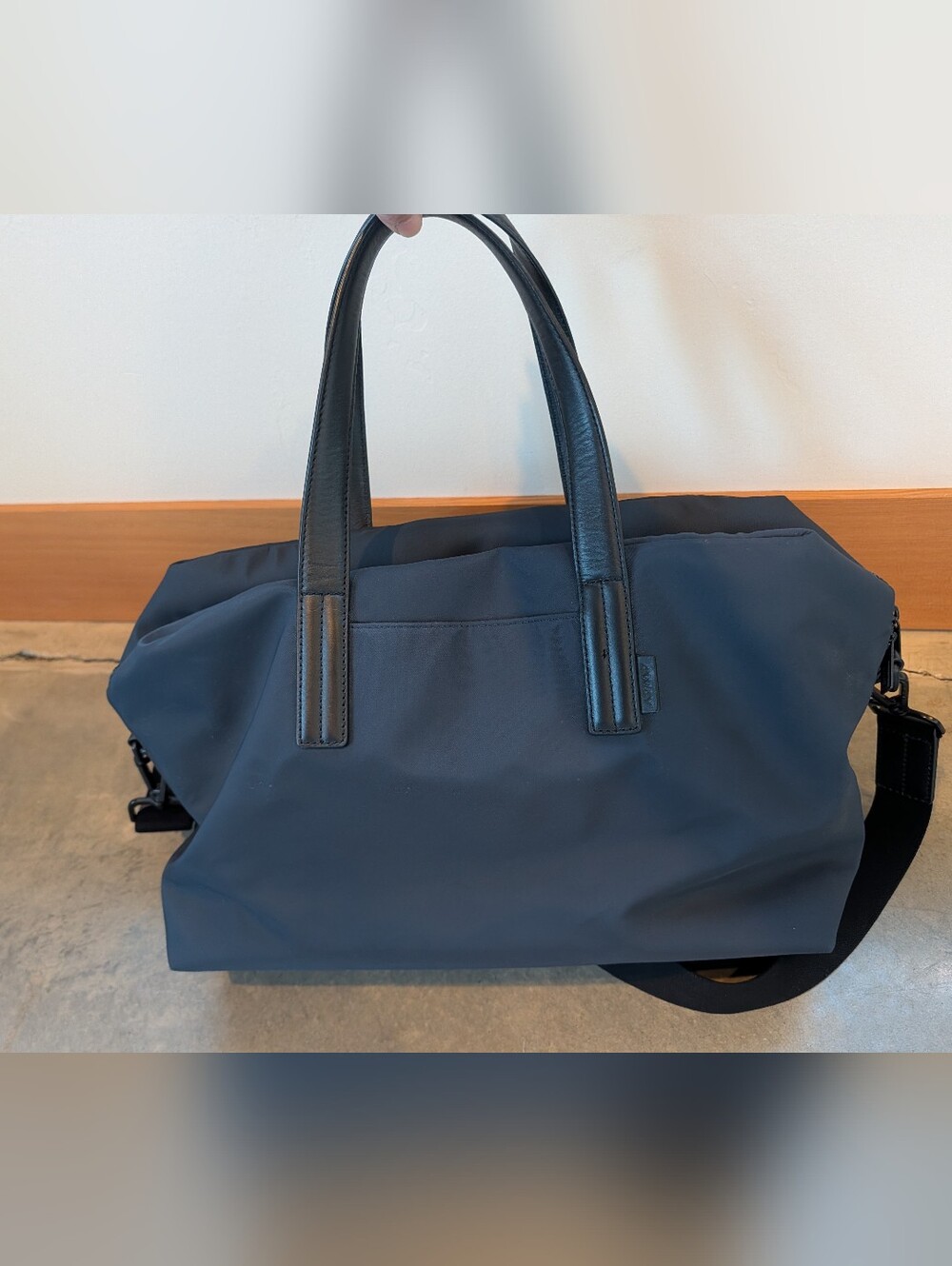 AWAY *Everywhere Bag* in Navy Nylon Black Leather Trim EUC